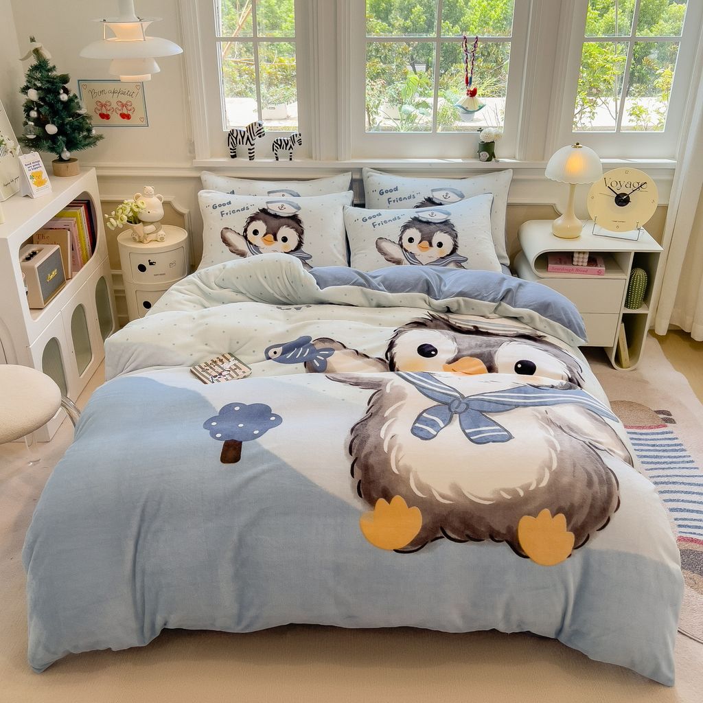 Set 4 Món Nỉ Nhung 200gr hình in 3D Penguin