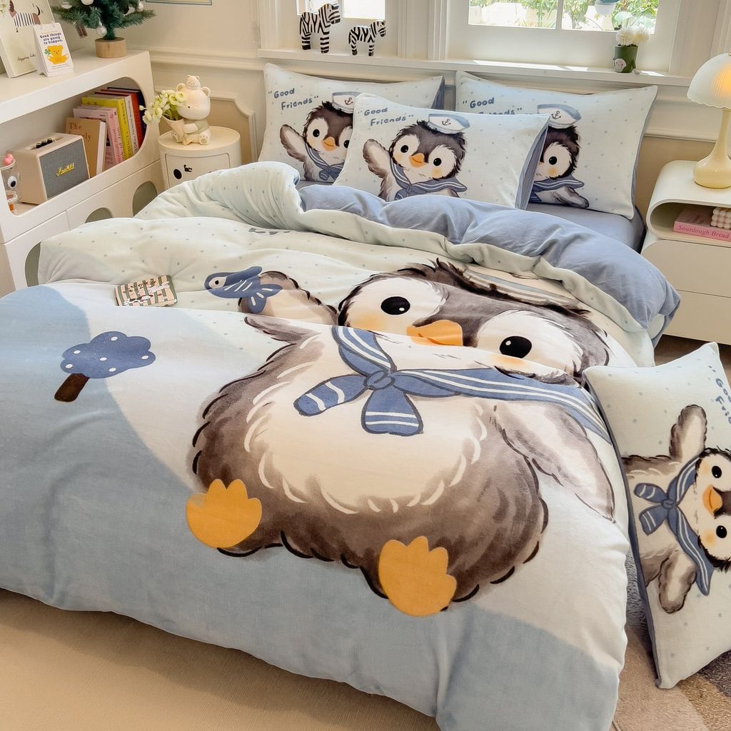 Set 4 Món Nỉ Nhung 200gr hình in 3D Penguin