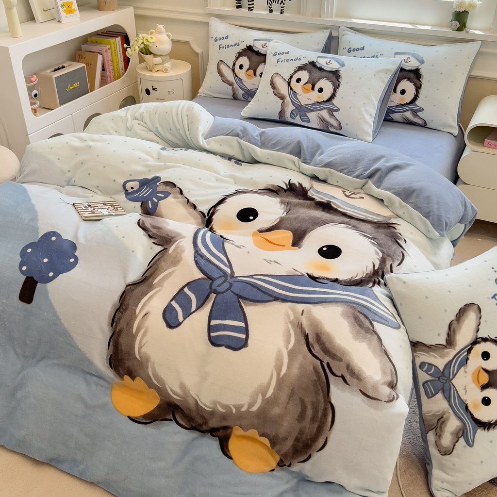 Set 4 Món Nỉ Nhung 200gr hình in 3D Penguin