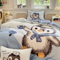 Set 4 Món Nỉ Nhung 200gr hình in 3D Penguin