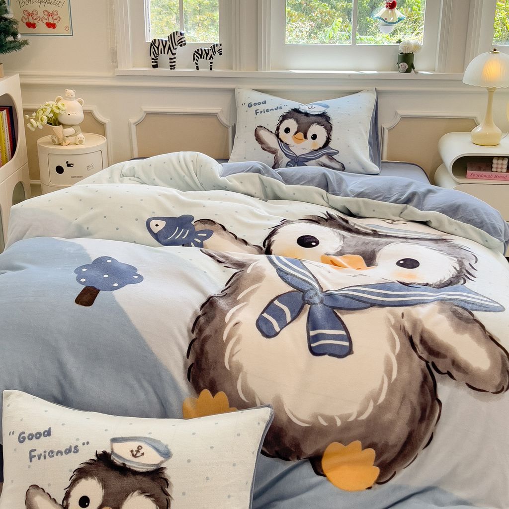 Set 4 Món Nỉ Nhung 200gr hình in 3D Penguin