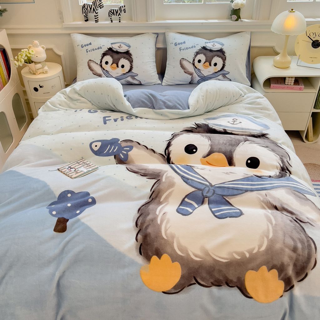 Set 4 Món Nỉ Nhung 200gr hình in 3D Penguin