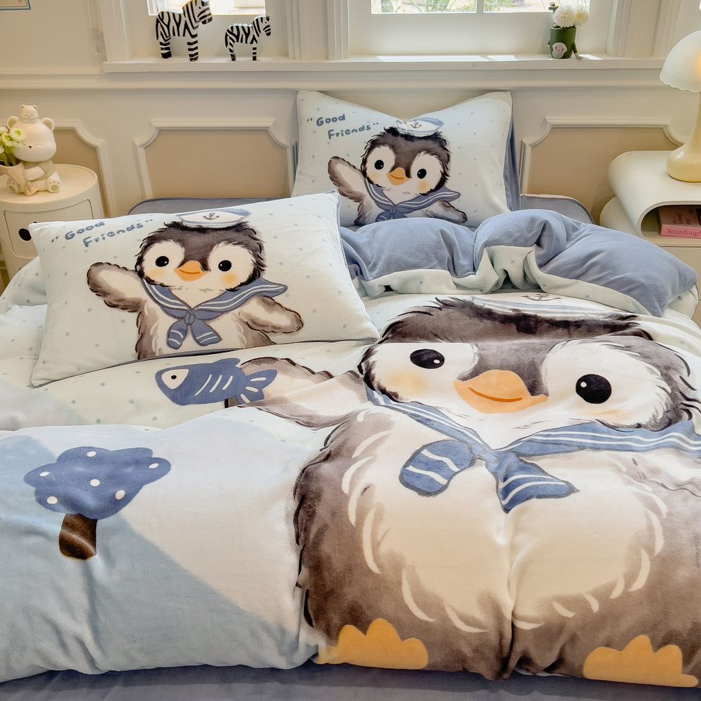 Set 4 Món Nỉ Nhung 200gr hình in 3D Penguin