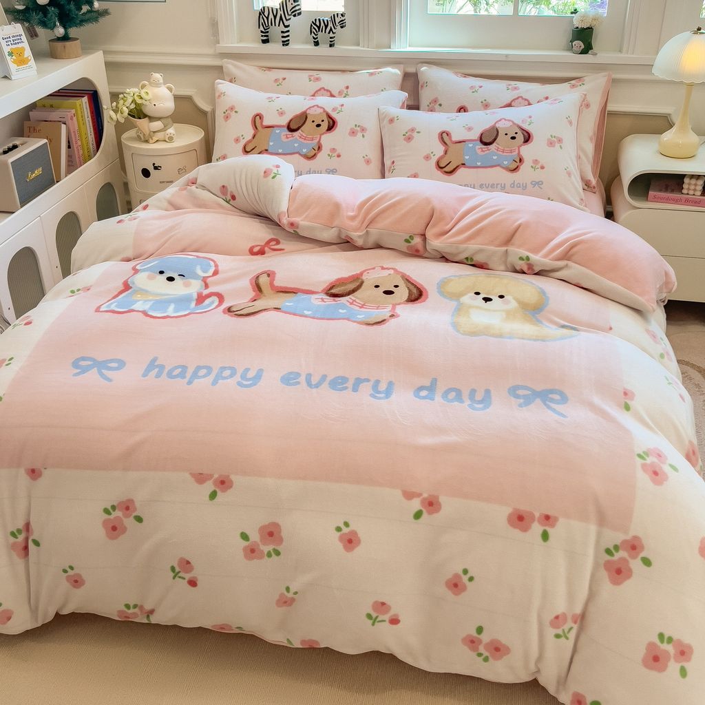 Set 4 Món Nỉ Nhung 200gr hình in 3D Snopydog Happy Every Day