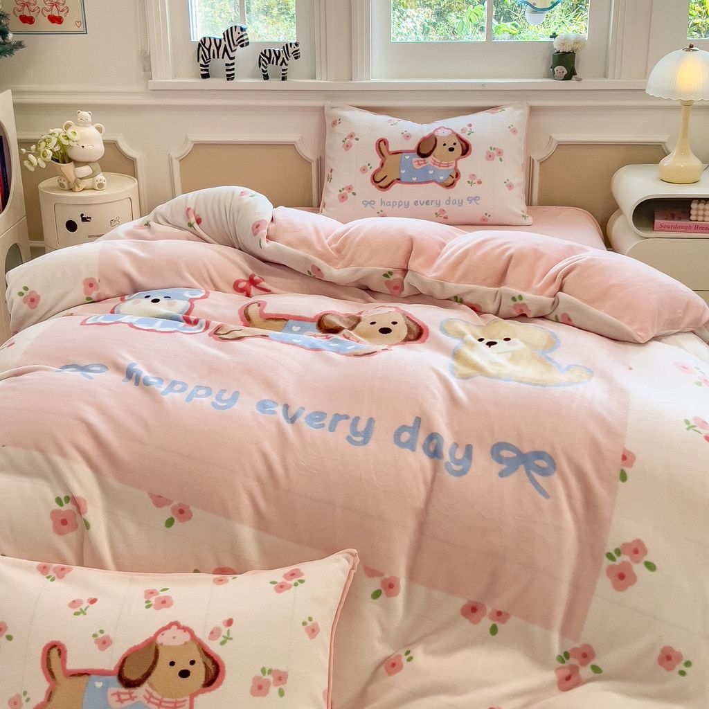 Set 4 Món Nỉ Nhung 200gr hình in 3D Snopydog Happy Every Day