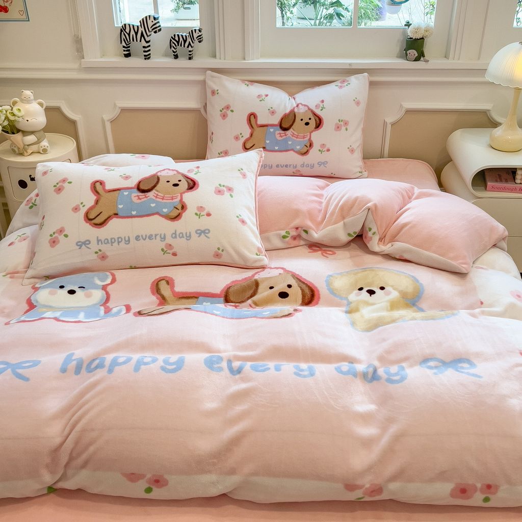 Set 4 Món Nỉ Nhung 200gr hình in 3D Snopydog Happy Every Day