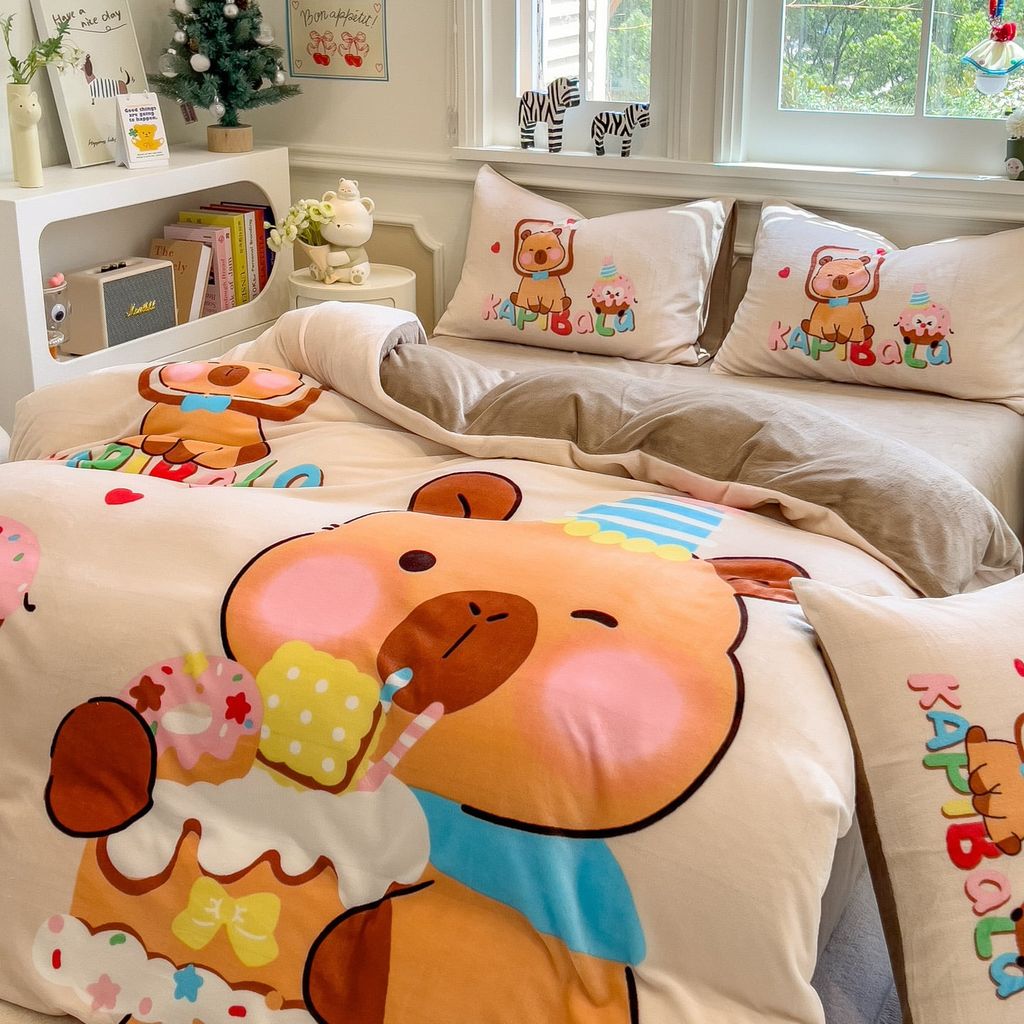 Set 4 Món Nỉ Nhung 200gr hình in 3D Capybara