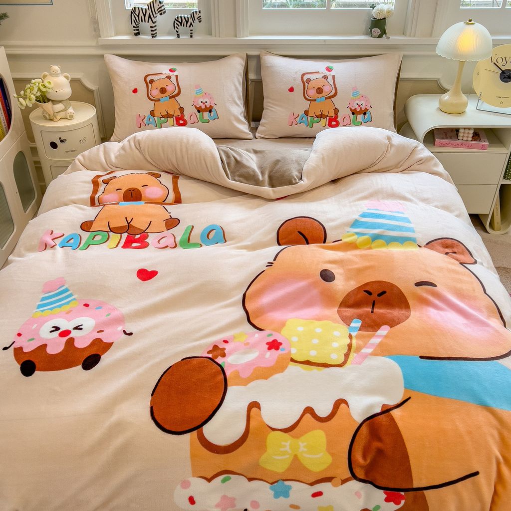 Set 4 Món Nỉ Nhung 200gr hình in 3D Capybara