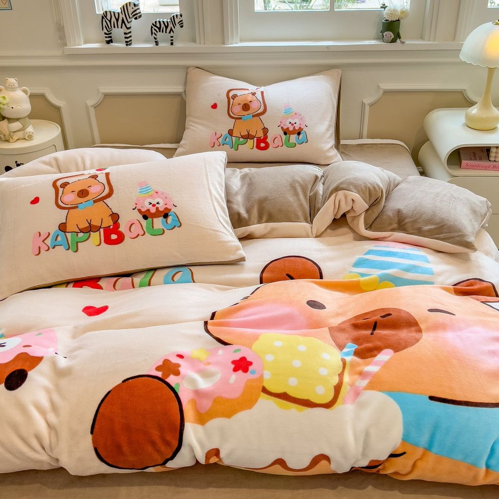 Set 4 Món Nỉ Nhung 200gr hình in 3D Capybara