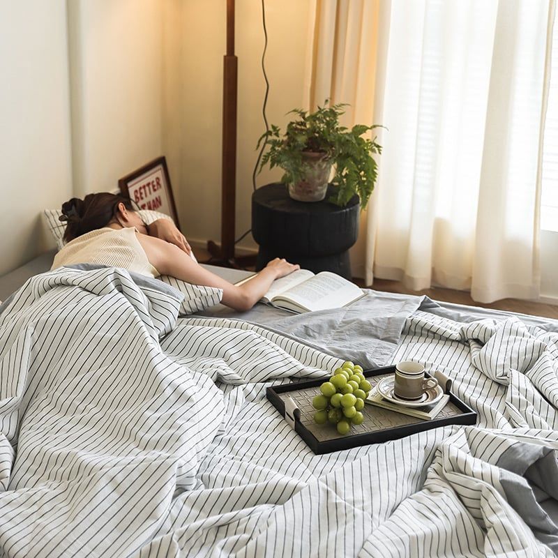 4Pcs Japan Linen |  New Colection  Bedsets Summer Blanket 230*200 Drap Freesize | ID jp025015