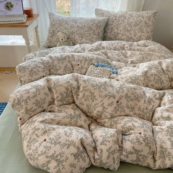 4Pcs Cotton Muslin Triple Layer | Set Cotton Linen 3 Lớp Bed Set | ID 4PCSGACCT01