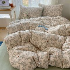 4Pcs Cotton Muslin Triple Layer | Set Cotton Linen 3 Lớp Bed Set | ID 4PCSGACCT01