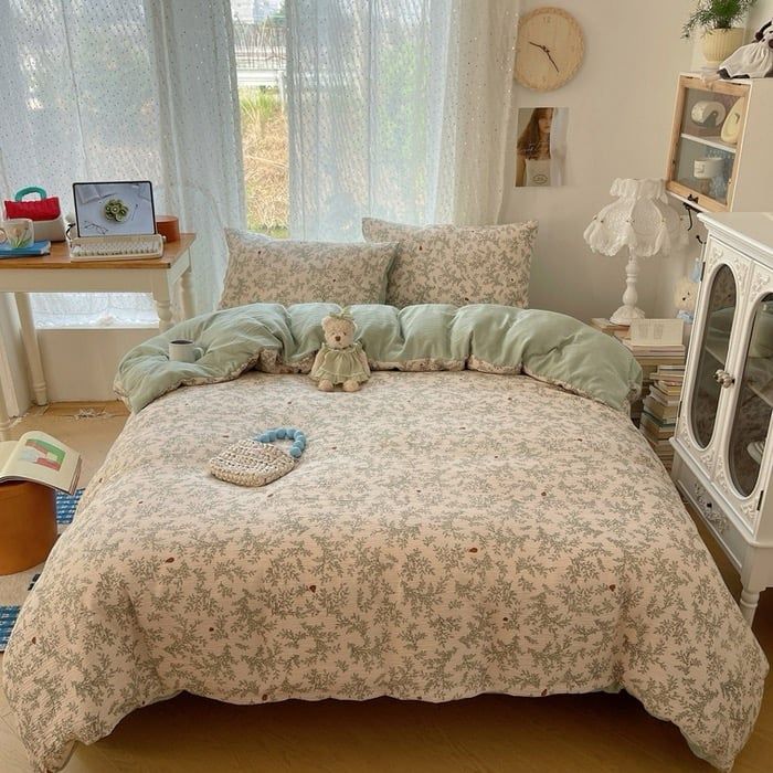 4Pcs Cotton Muslin Triple Layer | Set Cotton Linen 3 Lớp Bed Set | ID 4PCSGACCT01