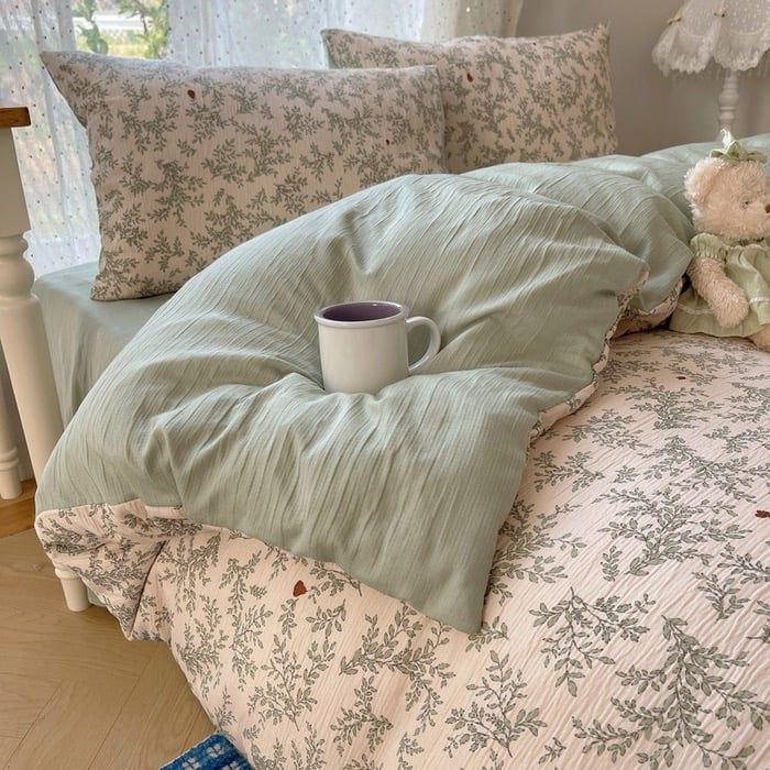 4Pcs Cotton Muslin Triple Layer | Set Cotton Linen 3 Lớp Bed Set | ID 4PCSGACCT01