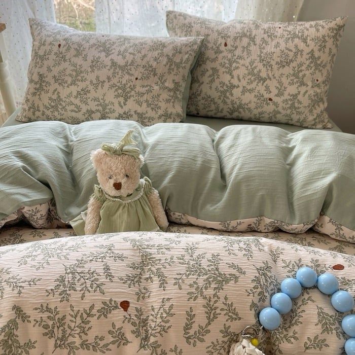 4Pcs Cotton Muslin Triple Layer | Set Cotton Linen 3 Lớp Bed Set | ID 4PCSGACCT01