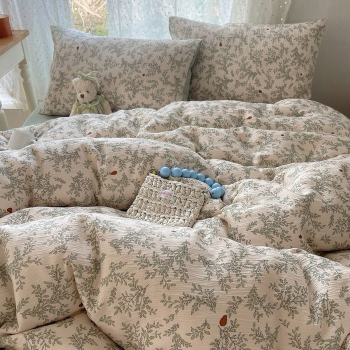 4Pcs Cotton Muslin Triple Layer | Set Cotton Linen 3 Lớp Bed Set | ID 4PCSGACCT01