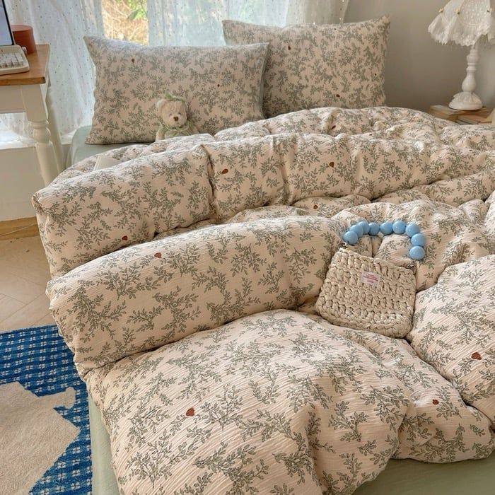 4Pcs Cotton Muslin Triple Layer | Set Cotton Linen 3 Lớp Bed Set | ID 4PCSGACCT01