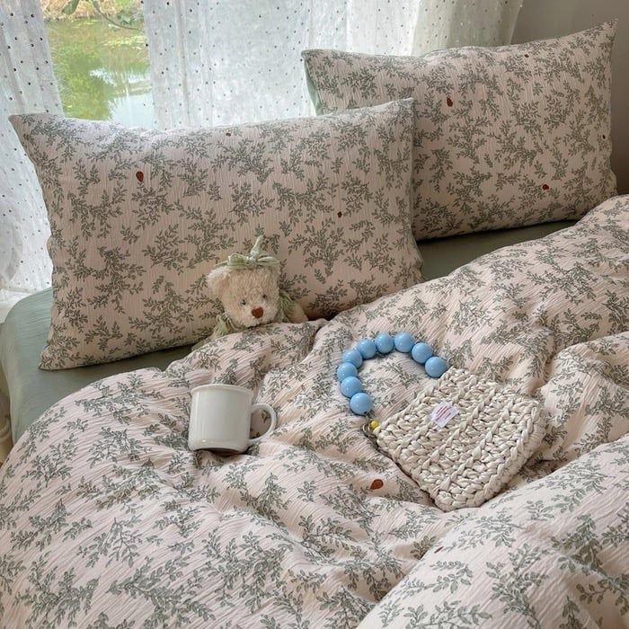 4Pcs Cotton Muslin Triple Layer | Set Cotton Linen 3 Lớp Bed Set | ID 4PCSGACCT01