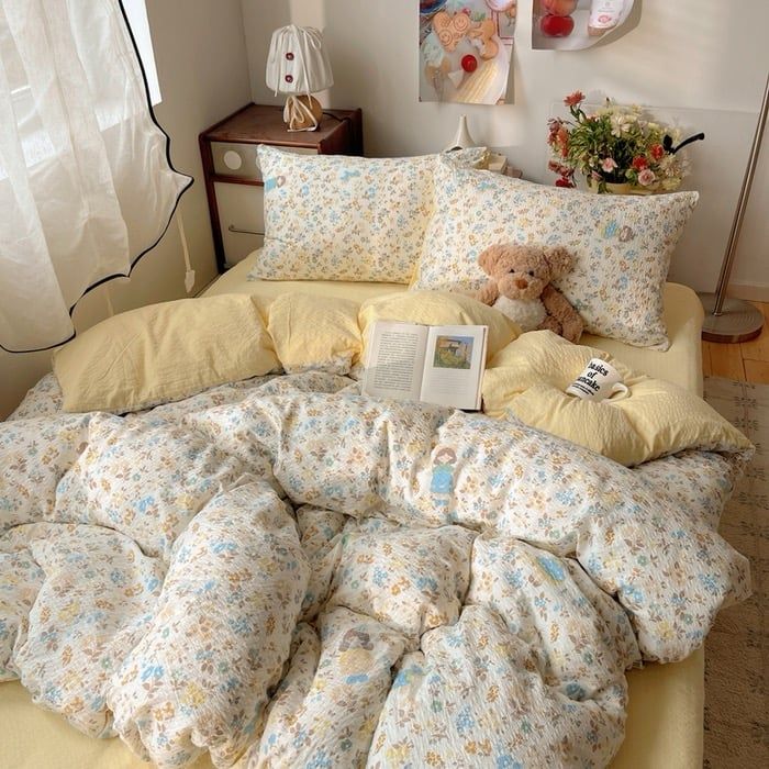 4Pcs PreCloud Linen | Set Đũi Xu Kem Style trẻ trung hiện đại | ID 4PCSPRECLOUD75