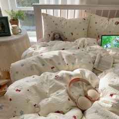 4Pcs PreCloud Linen | Set Đũi Xu Kem Style trẻ trung hiện đại | ID 4PCSPRECLOUD76