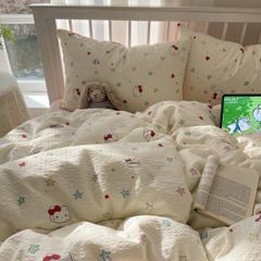 4Pcs PreCloud Linen | Set Đũi Xu Kem Style trẻ trung hiện đại | ID 4PCSPRECLOUD76