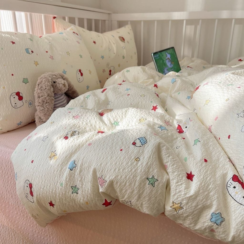4Pcs PreCloud Linen | Set Đũi Xu Kem Style trẻ trung hiện đại | ID 4PCSPRECLOUD76
