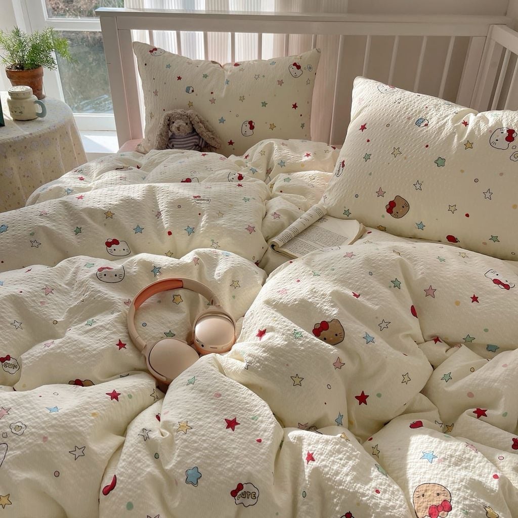 4Pcs PreCloud Linen | Set Đũi Xu Kem Style trẻ trung hiện đại | ID 4PCSPRECLOUD76