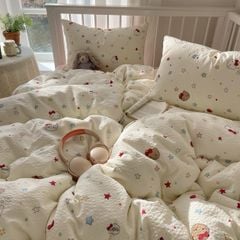 4Pcs PreCloud Linen | Set Đũi Xu Kem Style trẻ trung hiện đại | ID 4PCSPRECLOUD76