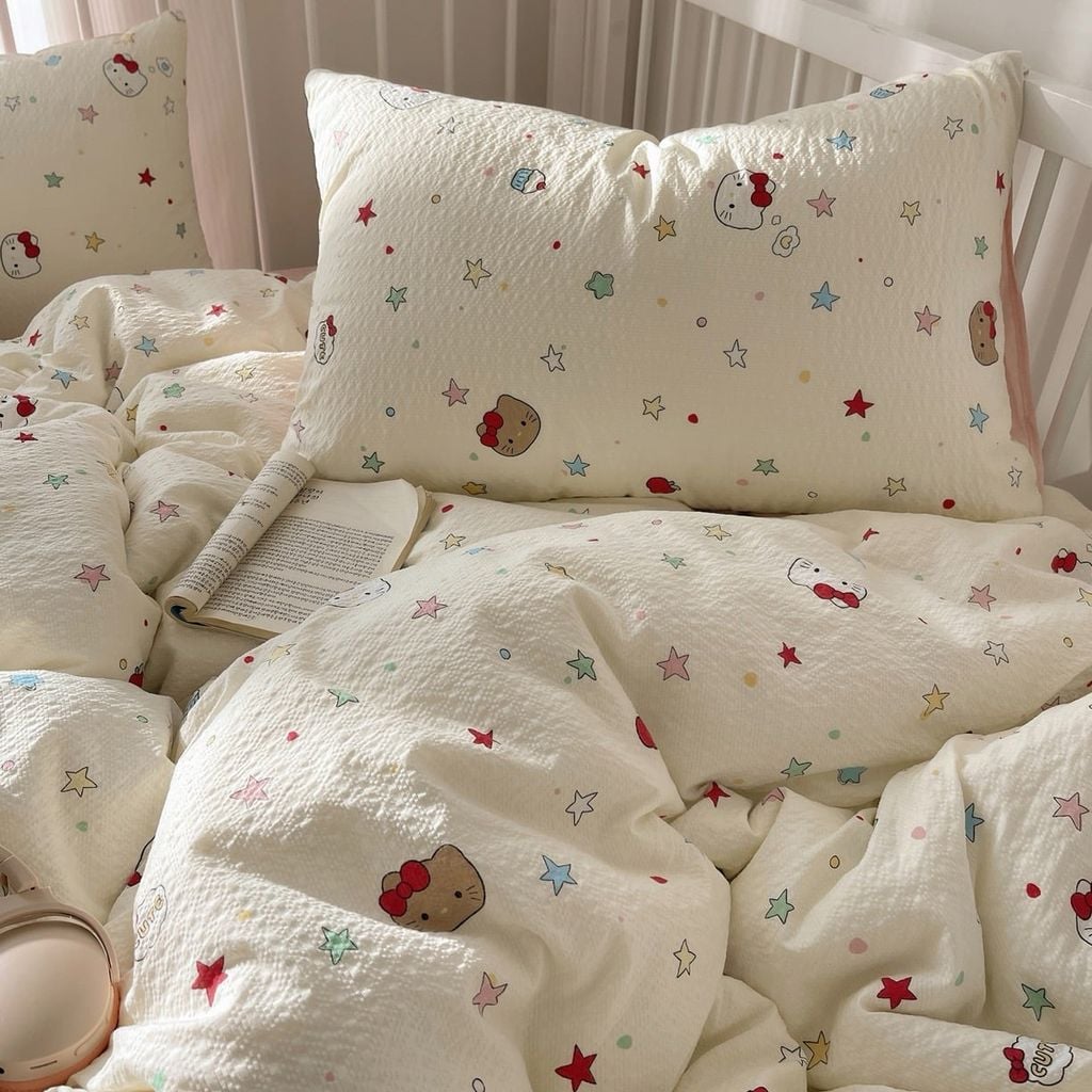 4Pcs PreCloud Linen | Set Đũi Xu Kem Style trẻ trung hiện đại | ID 4PCSPRECLOUD76