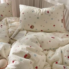 4Pcs PreCloud Linen | Set Đũi Xu Kem Style trẻ trung hiện đại | ID 4PCSPRECLOUD76