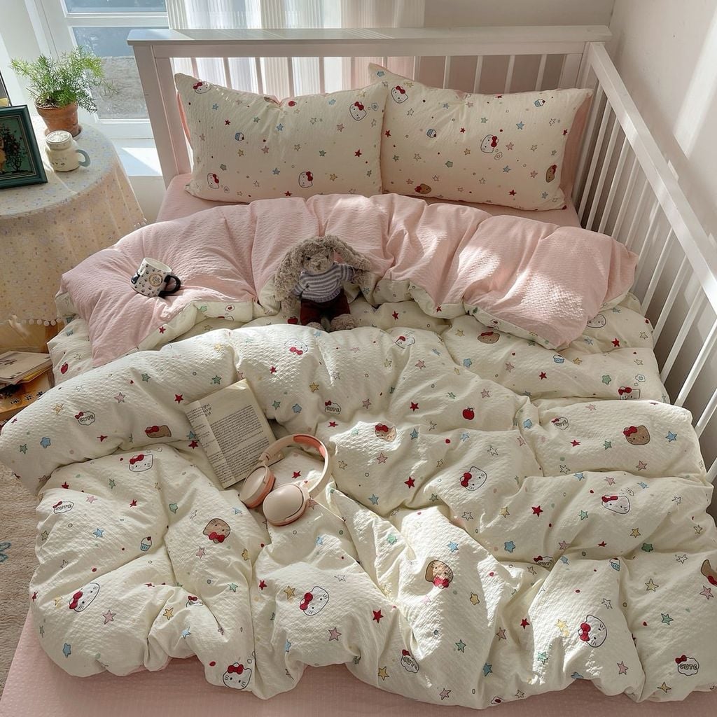 4Pcs PreCloud Linen | Set Đũi Xu Kem Style trẻ trung hiện đại | ID 4PCSPRECLOUD76