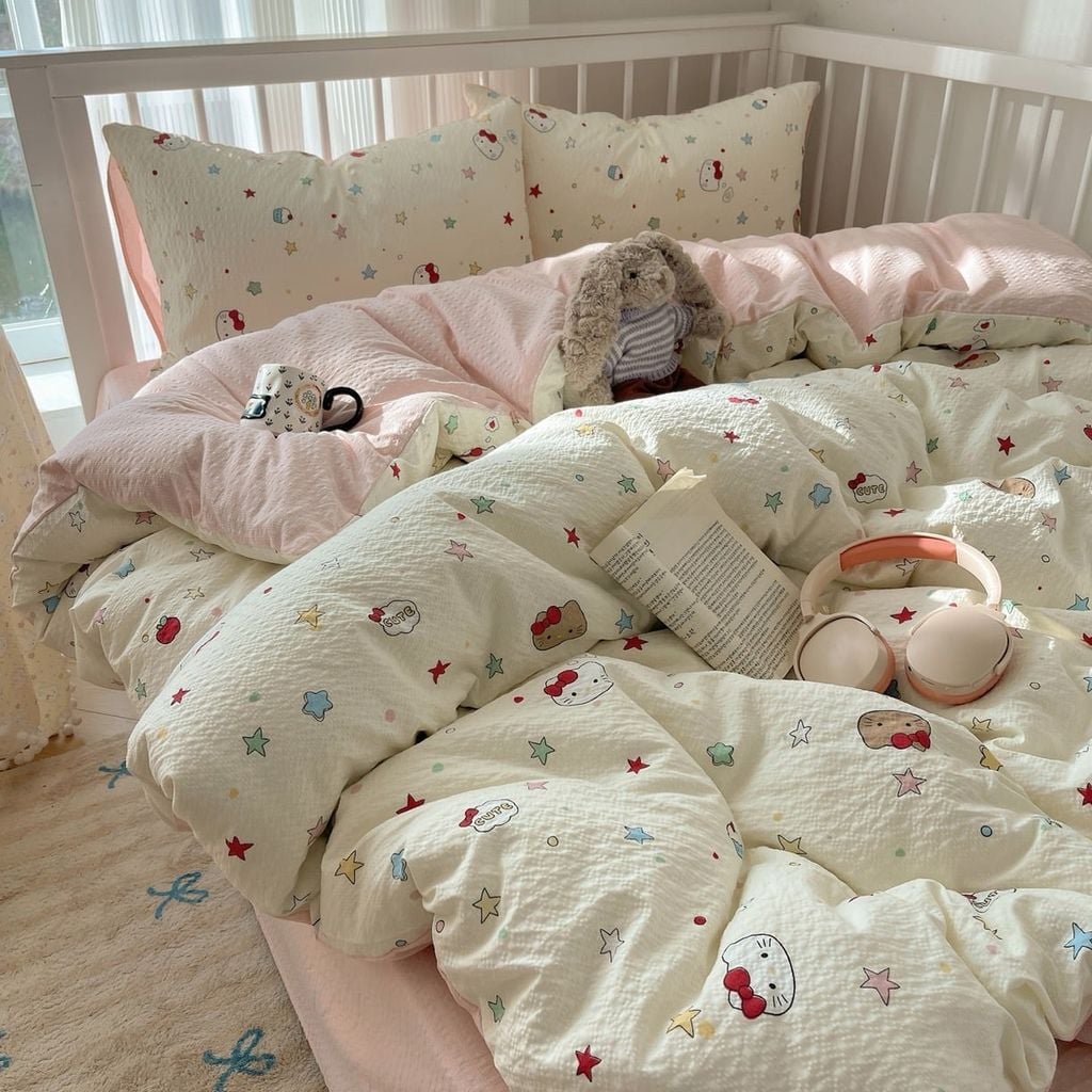 4Pcs PreCloud Linen | Set Đũi Xu Kem Style trẻ trung hiện đại | ID 4PCSPRECLOUD76