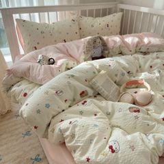 4Pcs PreCloud Linen | Set Đũi Xu Kem Style trẻ trung hiện đại | ID 4PCSPRECLOUD76