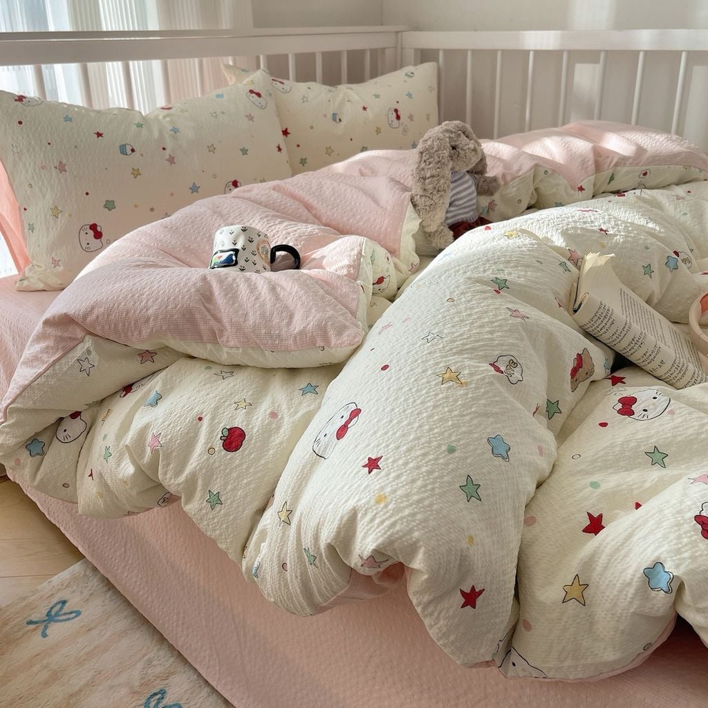 4Pcs PreCloud Linen | Set Đũi Xu Kem Style trẻ trung hiện đại | ID 4PCSPRECLOUD76