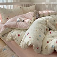 4Pcs PreCloud Linen | Set Đũi Xu Kem Style trẻ trung hiện đại | ID 4PCSPRECLOUD76