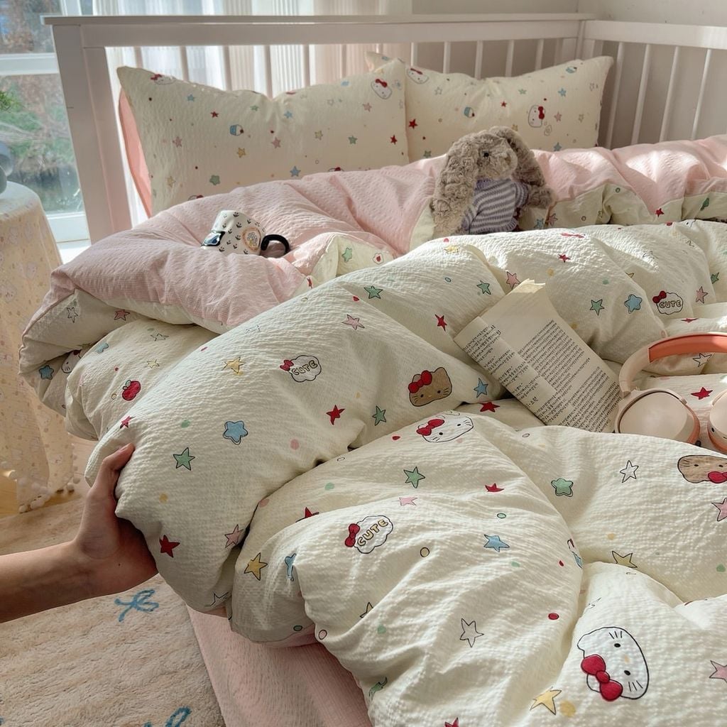 4Pcs PreCloud Linen | Set Đũi Xu Kem Style trẻ trung hiện đại | ID 4PCSPRECLOUD76