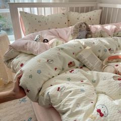 4Pcs PreCloud Linen | Set Đũi Xu Kem Style trẻ trung hiện đại | ID 4PCSPRECLOUD76