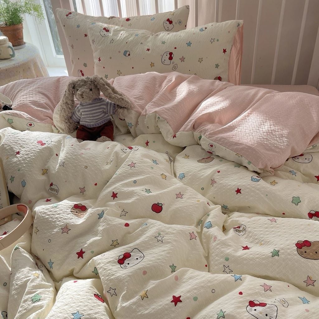 4Pcs PreCloud Linen | Set Đũi Xu Kem Style trẻ trung hiện đại | ID 4PCSPRECLOUD76