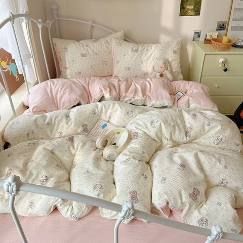 4Pcs PreCloud Linen | Set Đũi Xu Kem Style trẻ trung hiện đại | ID 4PCSPRECLOUD67