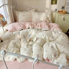 4Pcs PreCloud Linen | Set Đũi Xu Kem Style trẻ trung hiện đại | ID 4PCSPRECLOUD67
