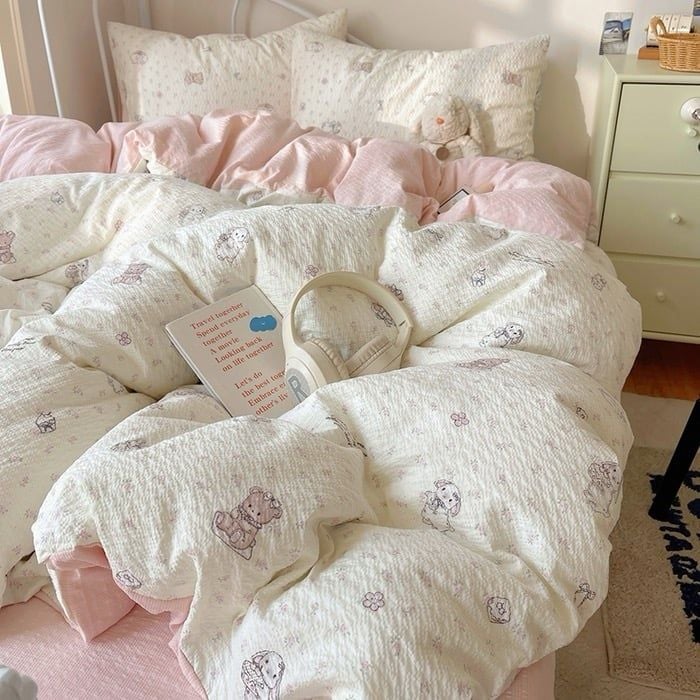4Pcs PreCloud Linen | Set Đũi Xu Kem Style trẻ trung hiện đại | ID 4PCSPRECLOUD67