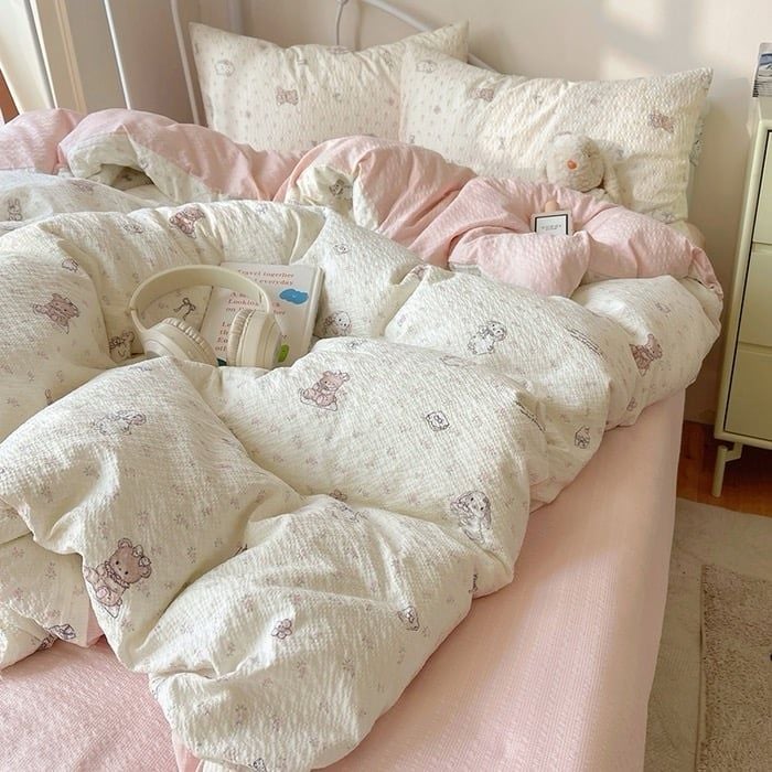 4Pcs PreCloud Linen | Set Đũi Xu Kem Style trẻ trung hiện đại | ID 4PCSPRECLOUD67