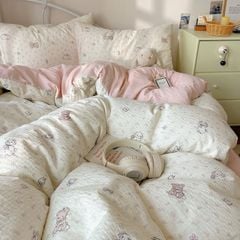 4Pcs PreCloud Linen | Set Đũi Xu Kem Style trẻ trung hiện đại | ID 4PCSPRECLOUD67