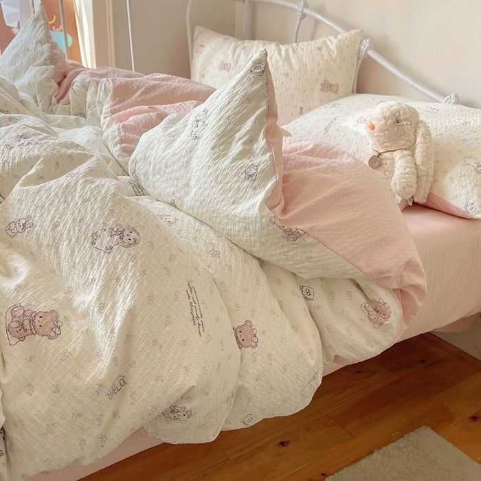 4Pcs PreCloud Linen | Set Đũi Xu Kem Style trẻ trung hiện đại | ID 4PCSPRECLOUD67