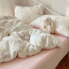4Pcs PreCloud Linen | Set Đũi Xu Kem Style trẻ trung hiện đại | ID 4PCSPRECLOUD67
