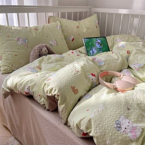 4Pcs PreCloud Linen | Set Đũi Xu Kem Style trẻ trung hiện đại | ID 4PCSPRECLOUD80