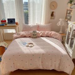 4Pcs Cotton Muslin Triple Layer | Set Cotton Linen 3 Lớp Bed Set | ID 4PCSGACCT02