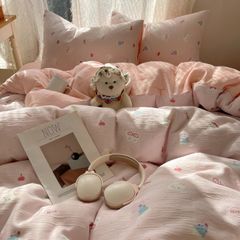 4Pcs Cotton Muslin Triple Layer | Set Cotton Linen 3 Lớp Bed Set | ID 4PCSGACCT02