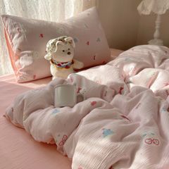 4Pcs Cotton Muslin Triple Layer | Set Cotton Linen 3 Lớp Bed Set | ID 4PCSGACCT02
