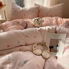 4Pcs Cotton Muslin Triple Layer | Set Cotton Linen 3 Lớp Bed Set | ID 4PCSGACCT02